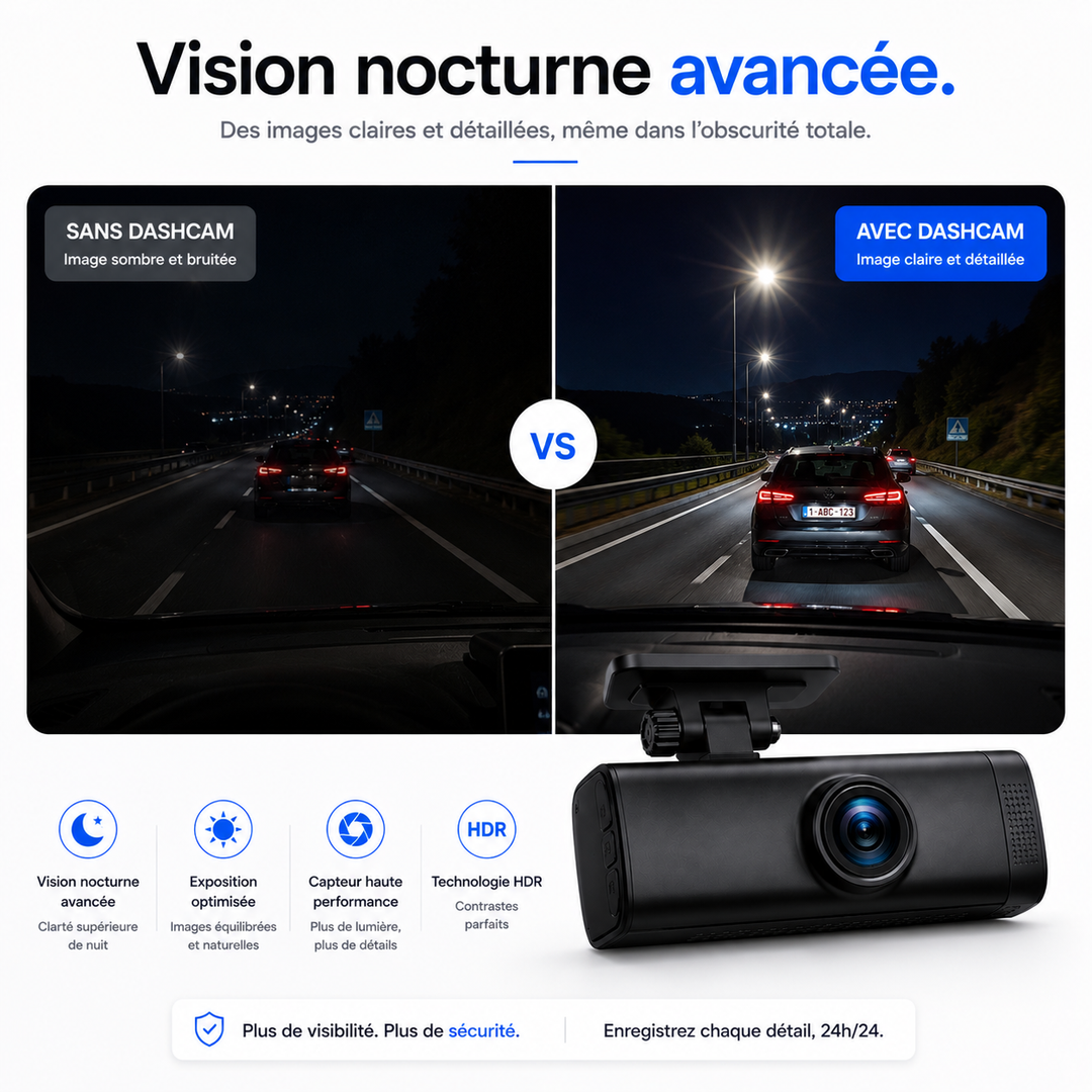 Dashcam VeyroCam Dual 4K — double caméra avant et arrière, 4K, Wi-Fi et GPS