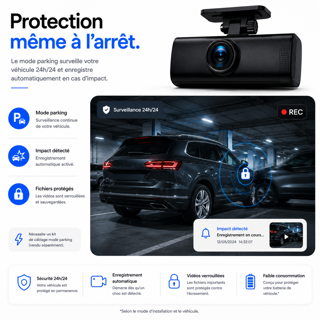 Dashcam VeyroCam Dual 4K — écran 1,5 pouce et boîtier en alliage de zinc